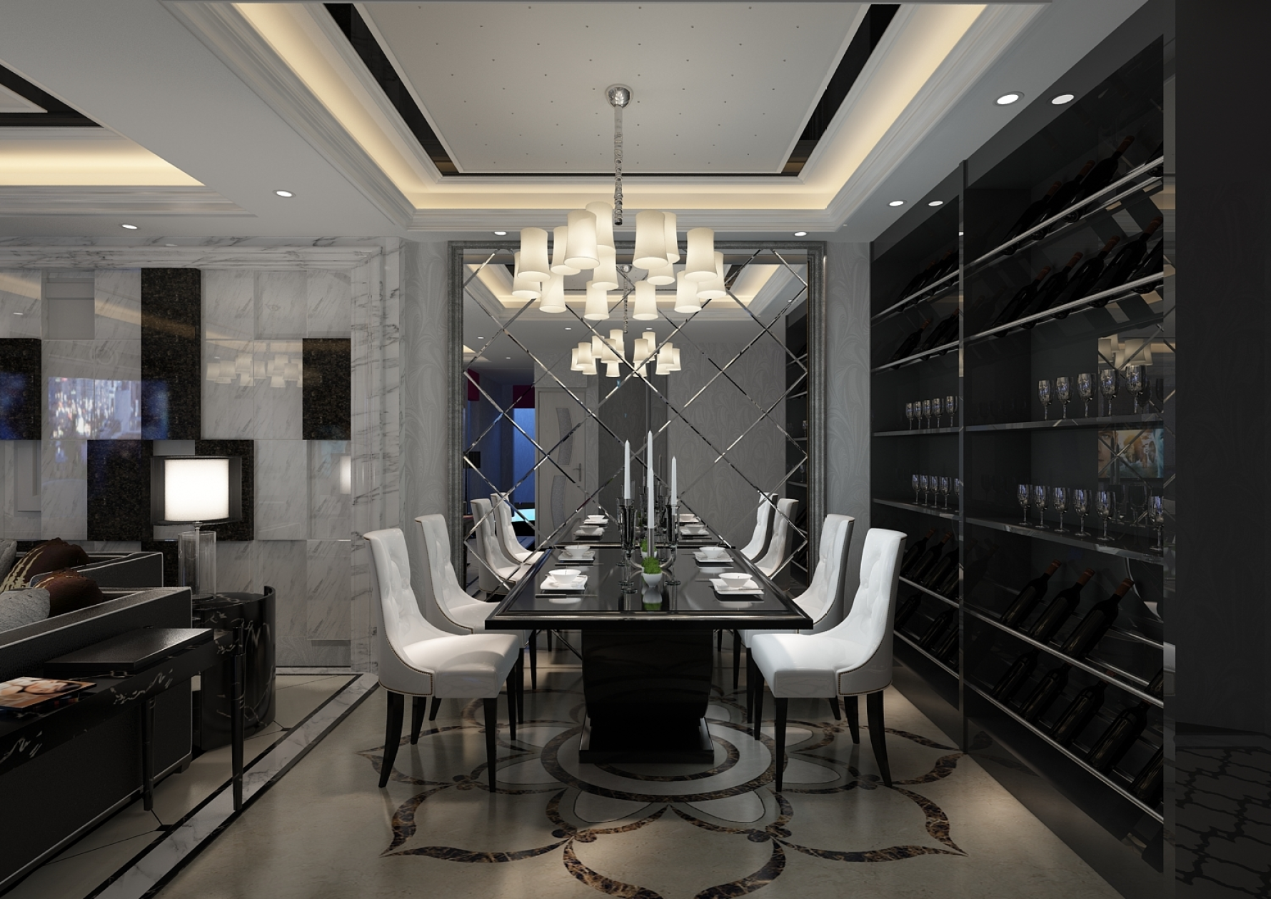 现代黑白灰客餐厅|空间|室内设计|MapleYXF - 原创作品 - 站酷 (ZCOOL)