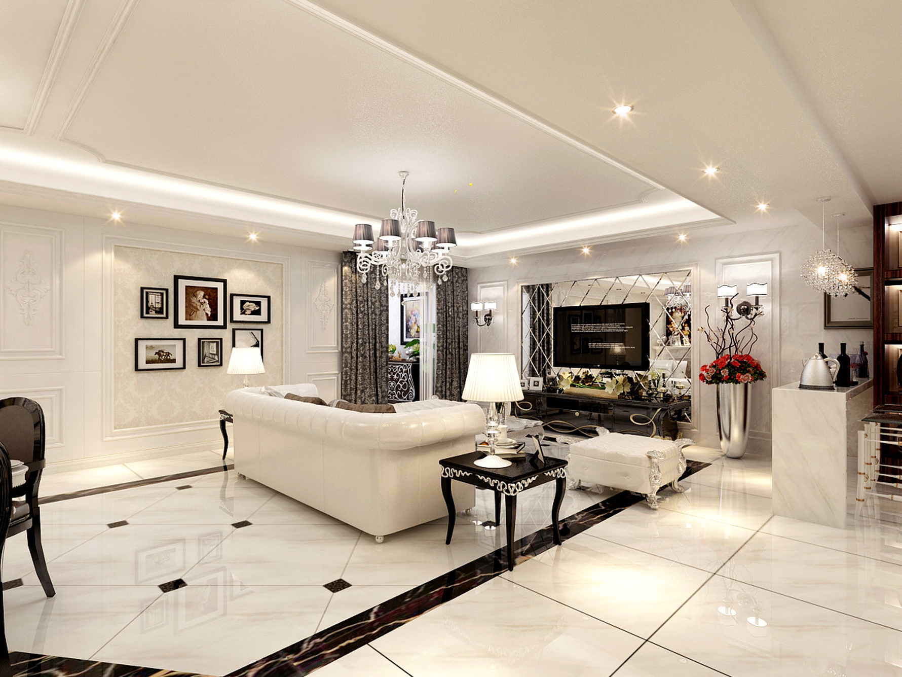 新古典风格四室一厅装修设计效果图