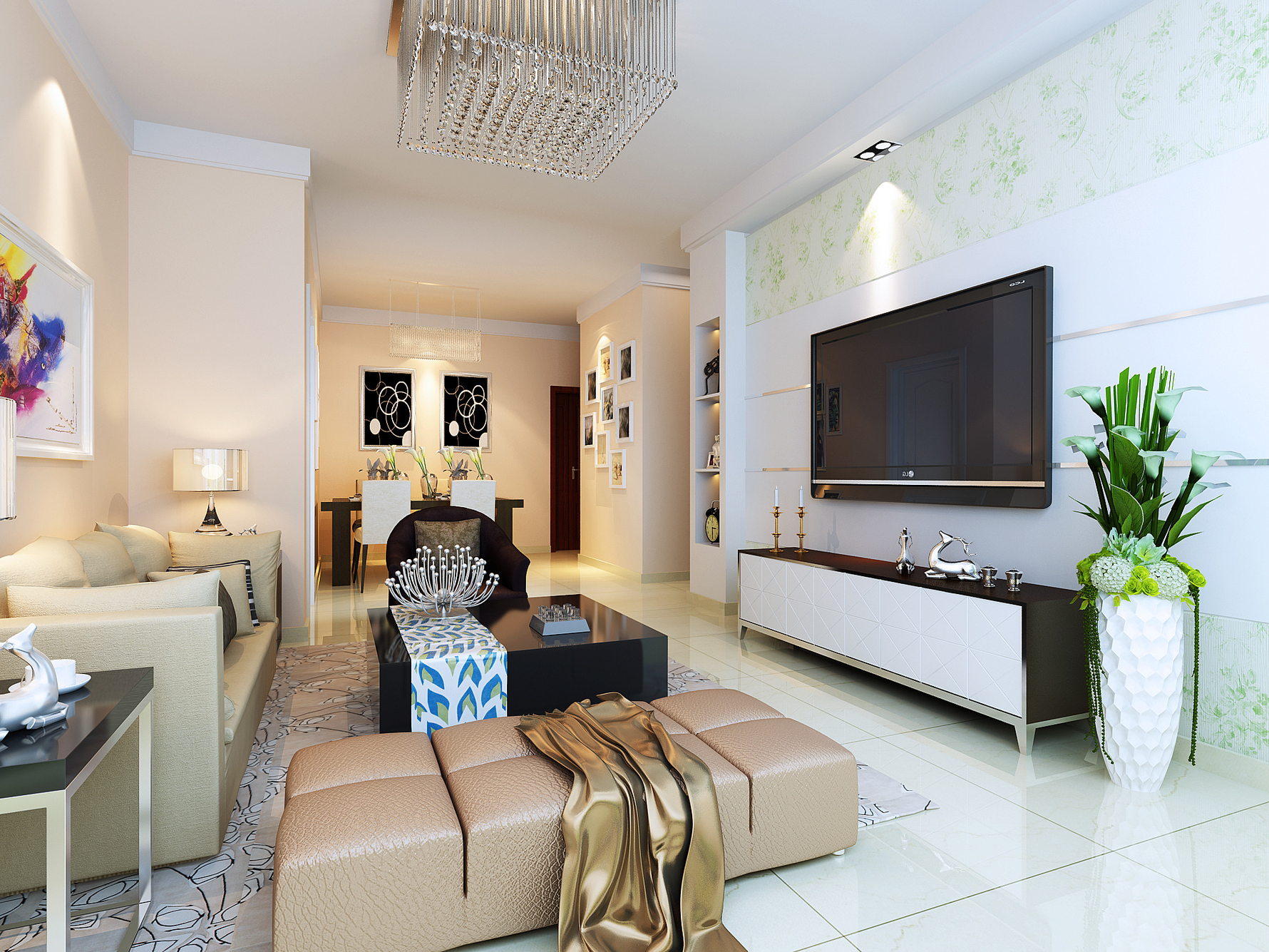 现代风格二室二厅装修设计效果图